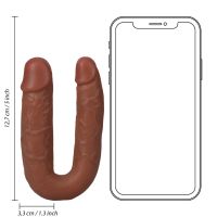 RealRock U-Shaped Dubbele dildo - 12,7 cm - Tan, afbeelding 7