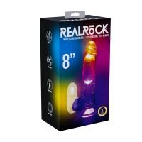 RealRock LED vibrerende rechte dildo met ballen - 20 cm - Transparant, afbeelding 6