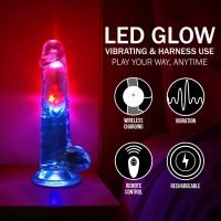 RealRock LED vibrerende rechte dildo met ballen - 20 cm - Transparant, afbeelding 7