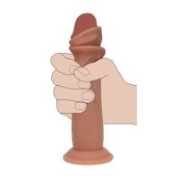 RealRock Dual Density realistische siliconen dildo met glijdende huid - 18,5 cm - Lichtbruin, afbeelding 7