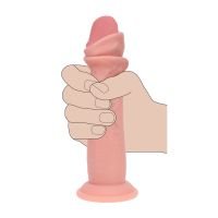 RealRock Dual Density realistische siliconen dildo met glijdende huid - 20,5 cm - Huidskleur, afbeelding 5