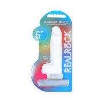 RealRock Oplaadbare LED Dildo met Zuignap - 15 cm - Transparant, afbeelding 2