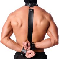 Red Leather Leren bondage halsband voor handen - Zwart