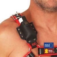 Red Leather Leren aroma flesjeshouder voor harnas - Zwart