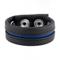 Red Leather Verstelbare Leren Cockring - Blauw, afbeelding 2