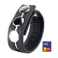 Red Leather verstelbare leren cockring - Wit