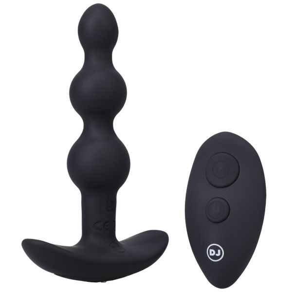 Doc Johnson A-Play Shaker - Kralen vibrerende anaalplug met afstandsbediening - Zwart