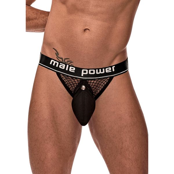 Male Power Jockstrap met cockring - L/XL - Zwart