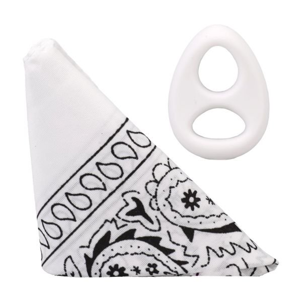 Doc Johnson The Code - Siliconen cockring met bandana - Wit