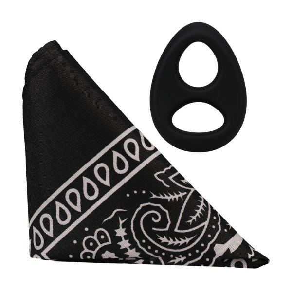 Doc Johnson The Code - Siliconen cockring met bandana - Zwart