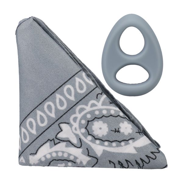 Doc Johnson The Code - Siliconen cockring met bandana - Grijs