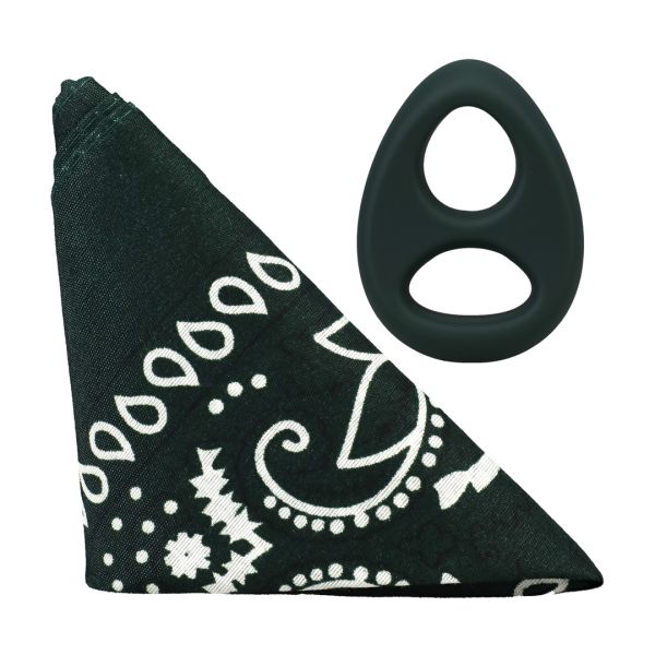Doc Johnson The Code - Siliconen cockring met bandana - Jagersgroen
