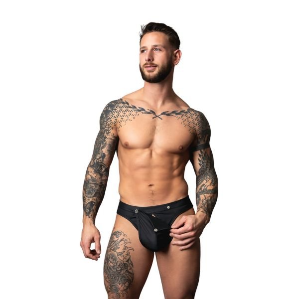 Male Power Snap Off string - Zwart