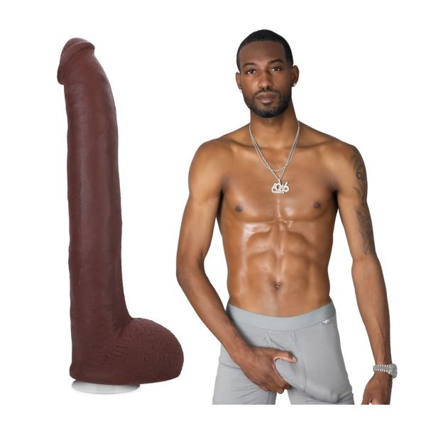 Doc Johnson Hollywood Cash - Realistische ULTRASKYN dildo - 29 cm - Chocolade