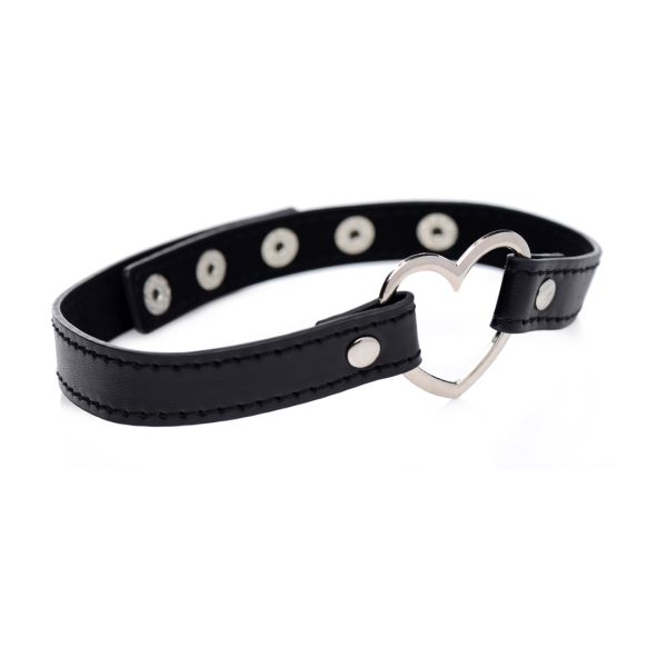 XR Brands Dark Heart - Zwarte choker met chromen hart
