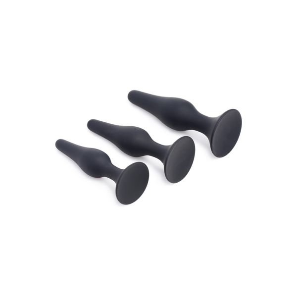 XR Brands Triple Spire - Taps toelopende siliconen anaal trainingsset - 3 stuks - Zwart
