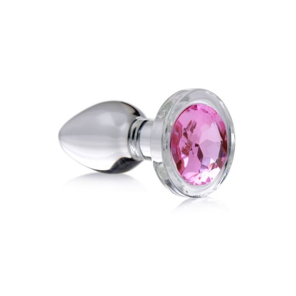 XR Brands Pink Gem - Glazen anaalplug - Small