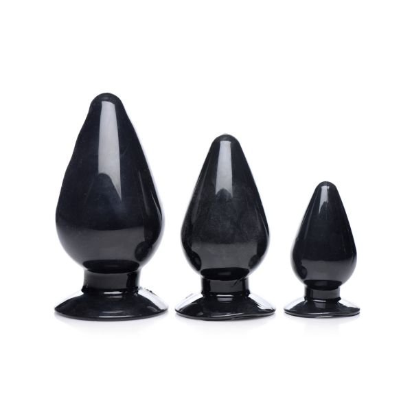 XR Brands Triple Cones - Anaalplug Set - 3 Stuks - Zwart