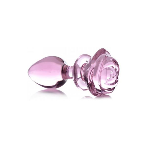 XR Brands Pink Rose - Glazen Buttplug - Large