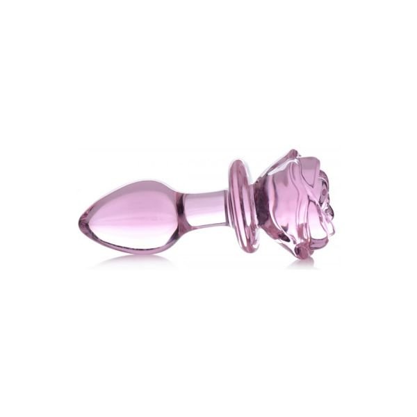 XR Brands Pink Rose - Glazen buttplug - Medium