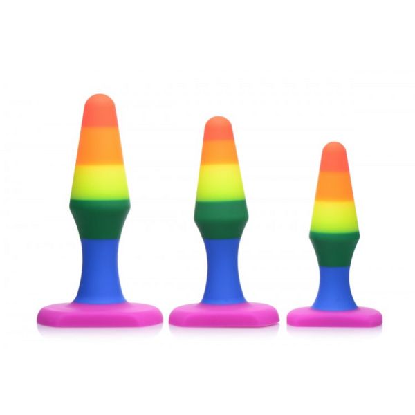XR Brands Anal training set - 3 rainbow buttplugs
