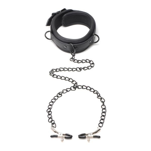 XR Brands Collared Temptress - Halsband met Tepelklemmen