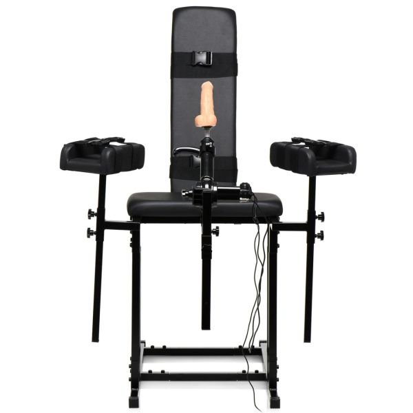 XR Brands MS Obedience Chair met Sexmachine - Zwart
