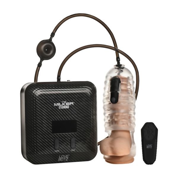XR Brands The Milker Stamina - Automatische stroker met vibratie en zuigkracht - Transparant