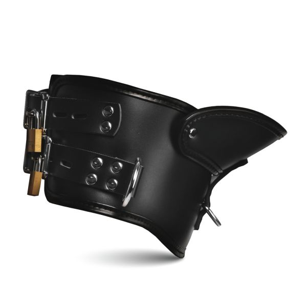 XR Brands Rigid - Afsluitbare posture halsband met kinsteun - Zwart