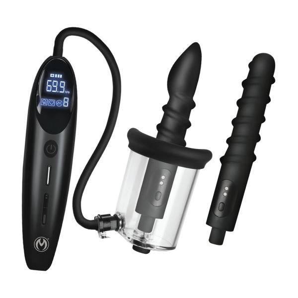 XR Brands Rosebud Driller Deluxe Set - Vibrerende Siliconen Rosebud Pomp - Transparant