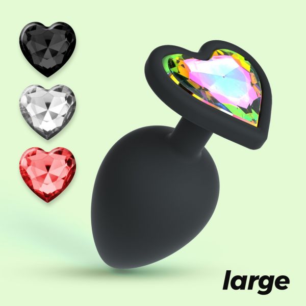 Crushious Cuore - Anaalplug met Vier Verwisselbare Sieraden - Large - Zwart