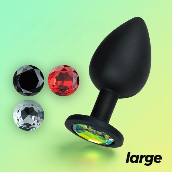 Crushious Camileo - Anaalplug met Vier Verwisselbare Juwelen - Large - Zwart