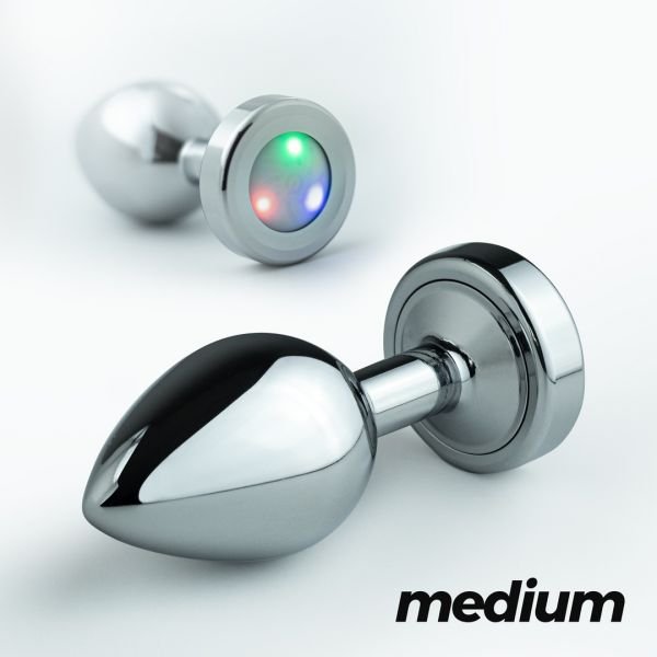 Crushious Borealis - Metalen anaalplug met RGB LED - Medium - Zilver