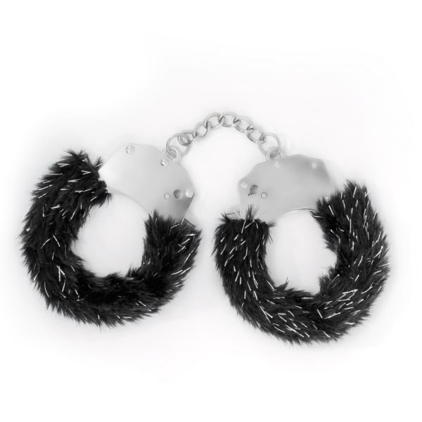 Crushious Spangle - Metalen handboeien met pluche - Zwart