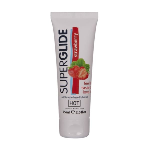 HOT Superglide - Eetbaar glijmiddel op waterbasis - Aardbei - 75 ml