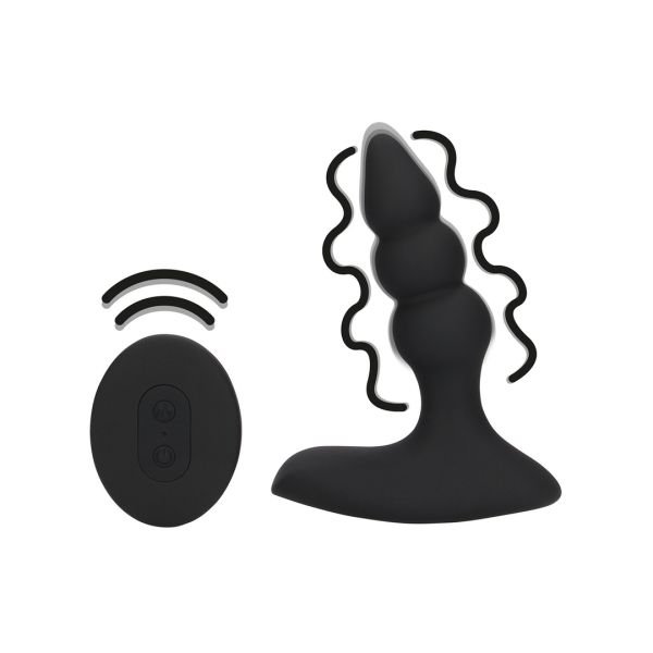 Loveline Vibrerende Anaalplug met Bolletjes en Afstandsbediening - Dropzwart