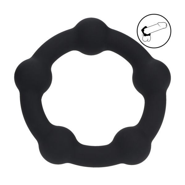 Levelz siliconen cockring met kraaltjes - S - 30mm - Zwart