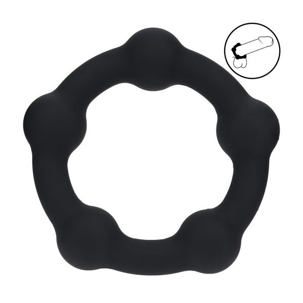 Levelz siliconen cockring met kraaltjes - M - 35mm - Zwart