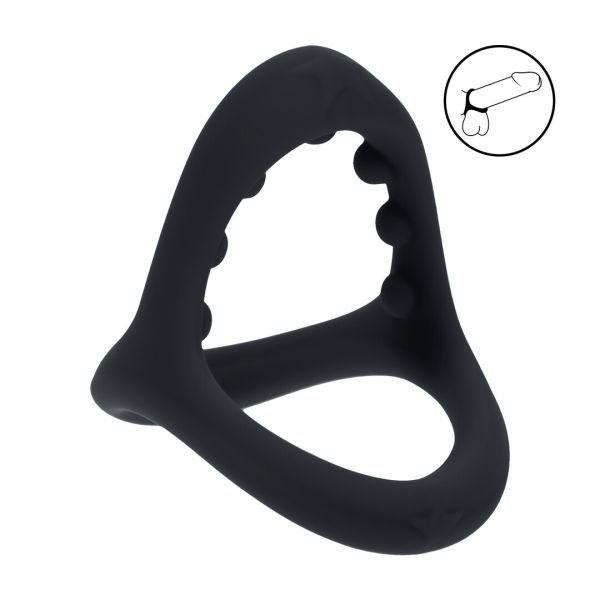 Levelz Soft Bead Grip siliconen cock & ball ring - Zwart