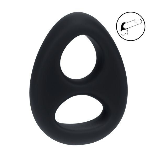Levelz Double Vloeibare Siliconen Cock & Ball Ring - Zwart