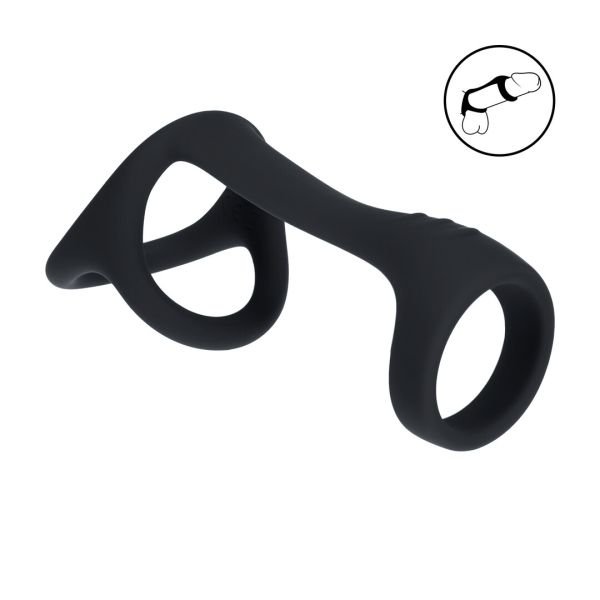 Levelz Tri O siliconen cock & ball ring - Zwart