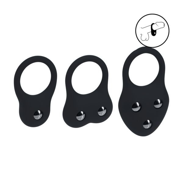 Levelz Siliconen Training Cockring Set van 3 - S/M/L - Zwart