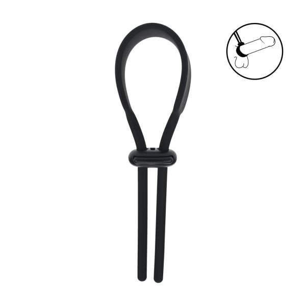 Levelz brede verstelbare siliconen lasso cockring - 5mm - Zwart