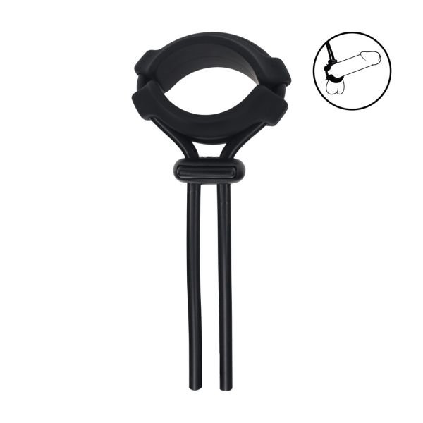 Levelz Afneembare Brede Verstelbare Siliconen Lasso Cockring - 5mm - Zwart