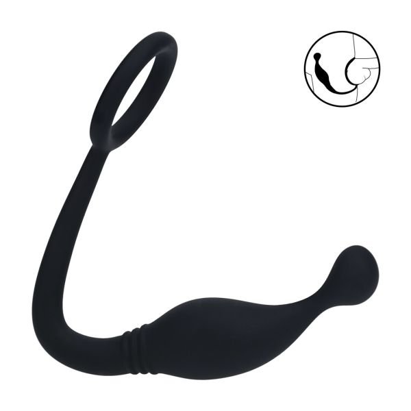 Levelz Siliconen cockring met prostaatstimulator - M - Zwart