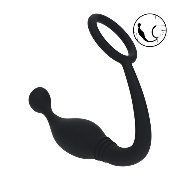 Levelz siliconen cockring met prostaatstimulator - L - Zwart