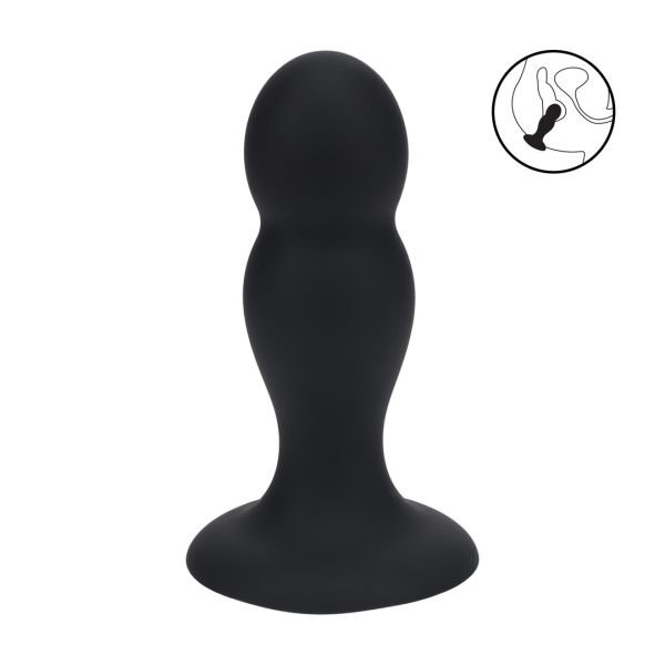 Levelz Double Rattle Anaalplug van Vloeibare Siliconen - M - Zwart
