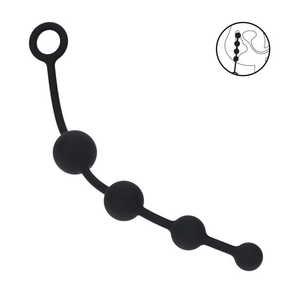 Levelz Gebogen siliconen anal beads - Zwart