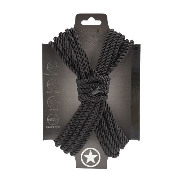 Ouch! Polyester Bondage Touw - 10 m - Zwart