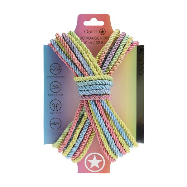 Ouch! Polyester Bondage Touw - 10 m - Meerkleurig Pastel
